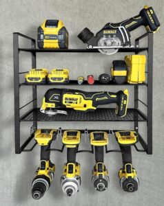Wall-mounted power tool rack